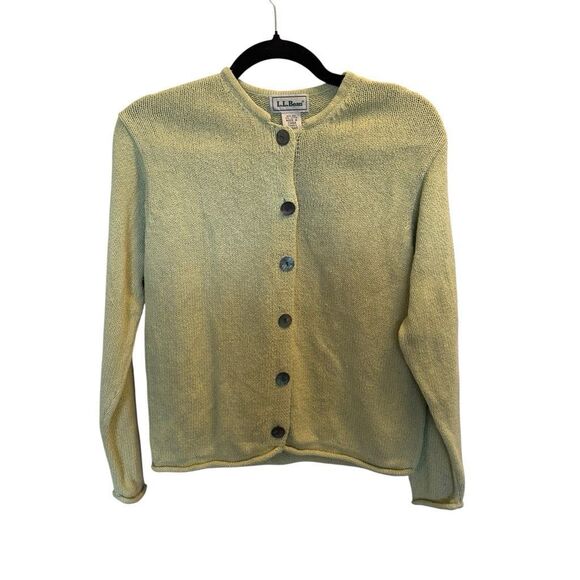 Vintage LL Bean green silk cardigan size small - Picture 1 of 3